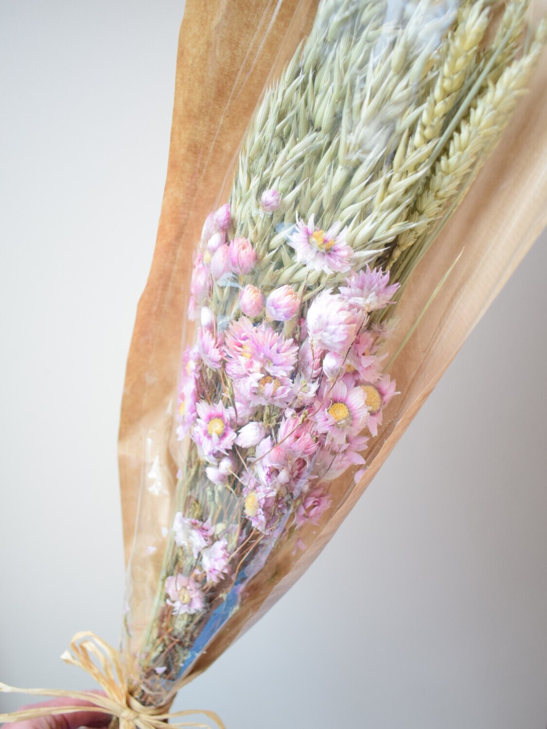 pink dried flowers bouquet
