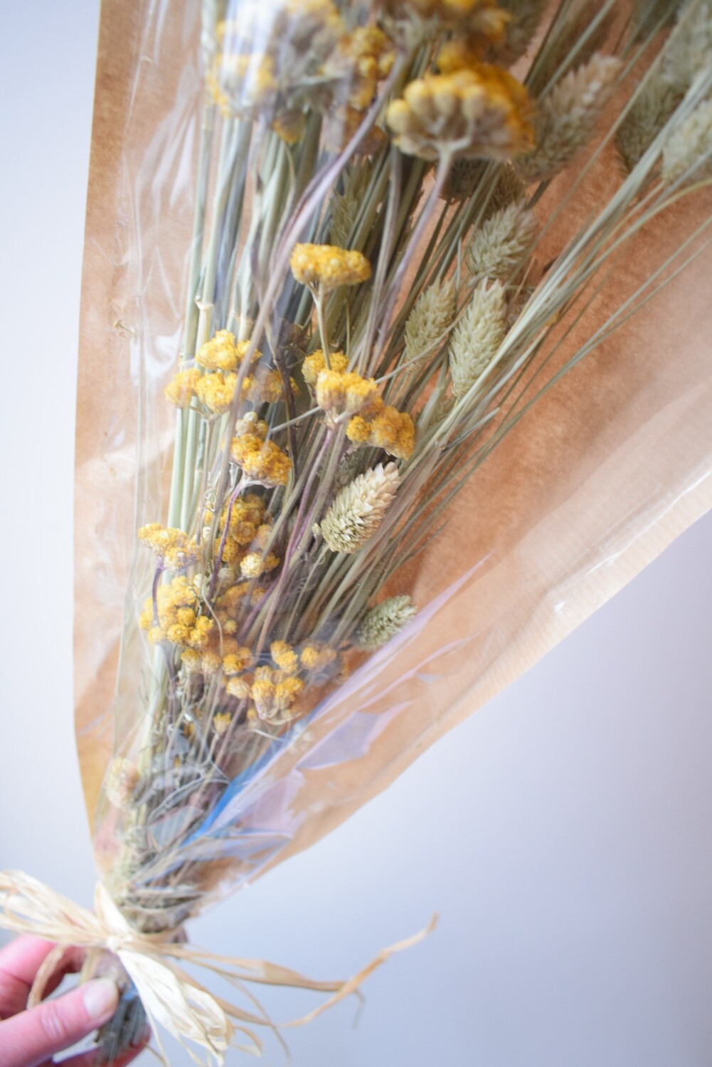 yellow dried flowers bouquet