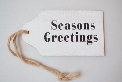 seasons greetings christmas gift tag wood