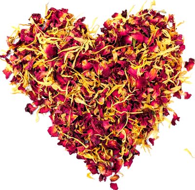 red rose marigold petal confetti