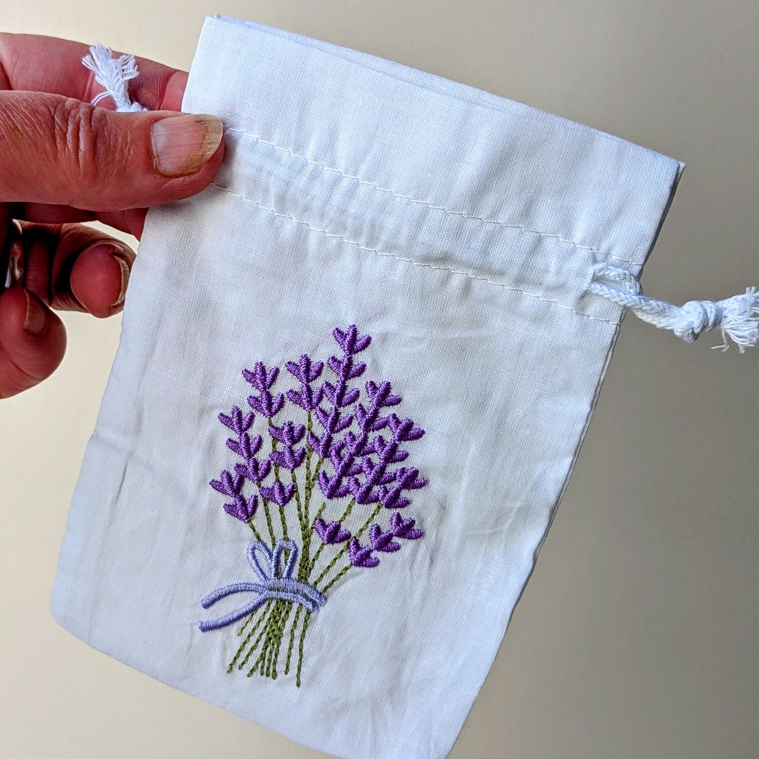 embroidered bag for lavender