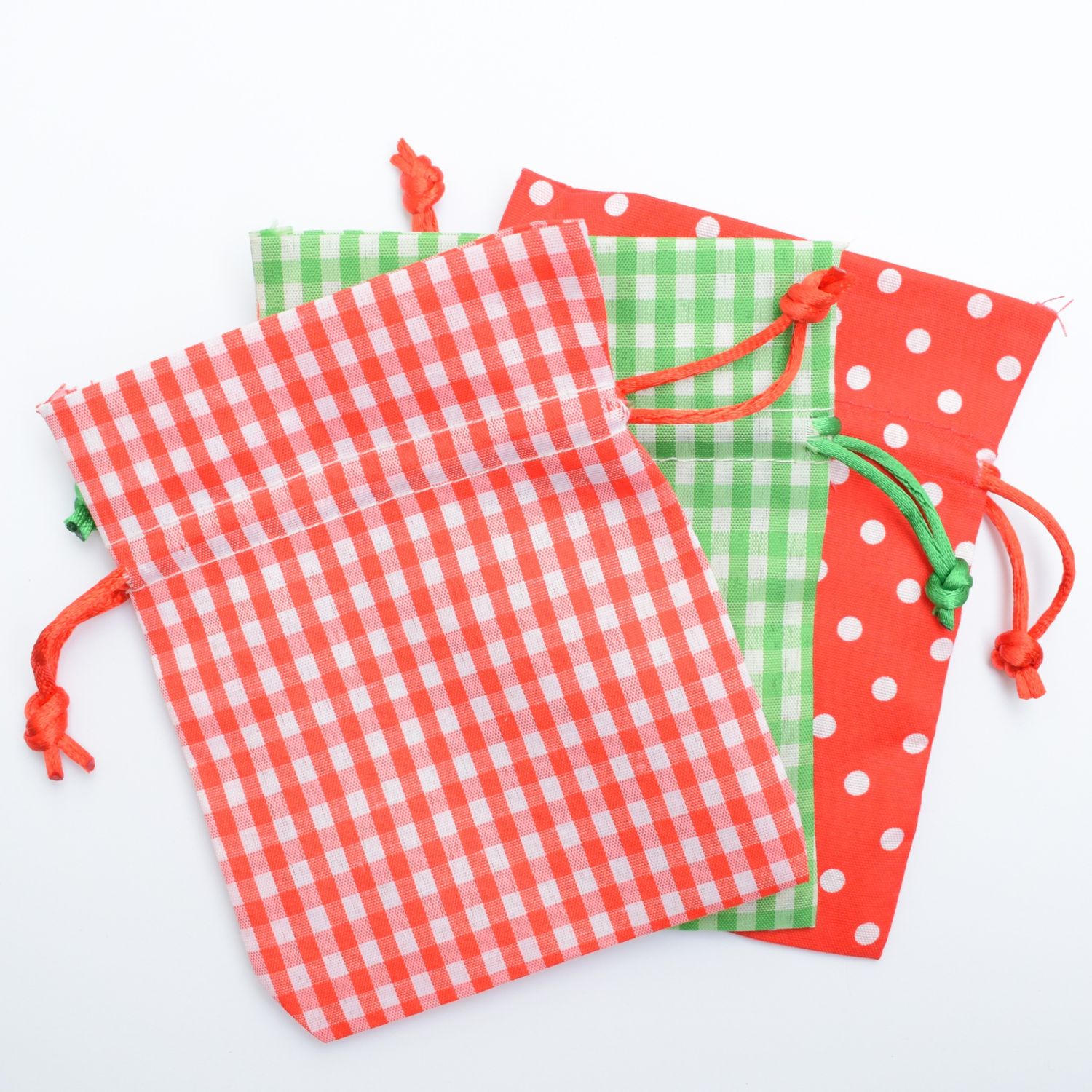Christmas gingham bag 10cm empty 3 pack fabric gift bags christmas gingham