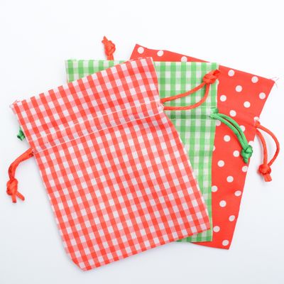 Christmas gingham bag 10cm empty 3 pack fabric gift bags christmas gingham