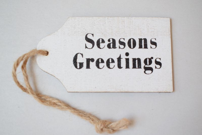 seasons greetings christmas gift tag wood
