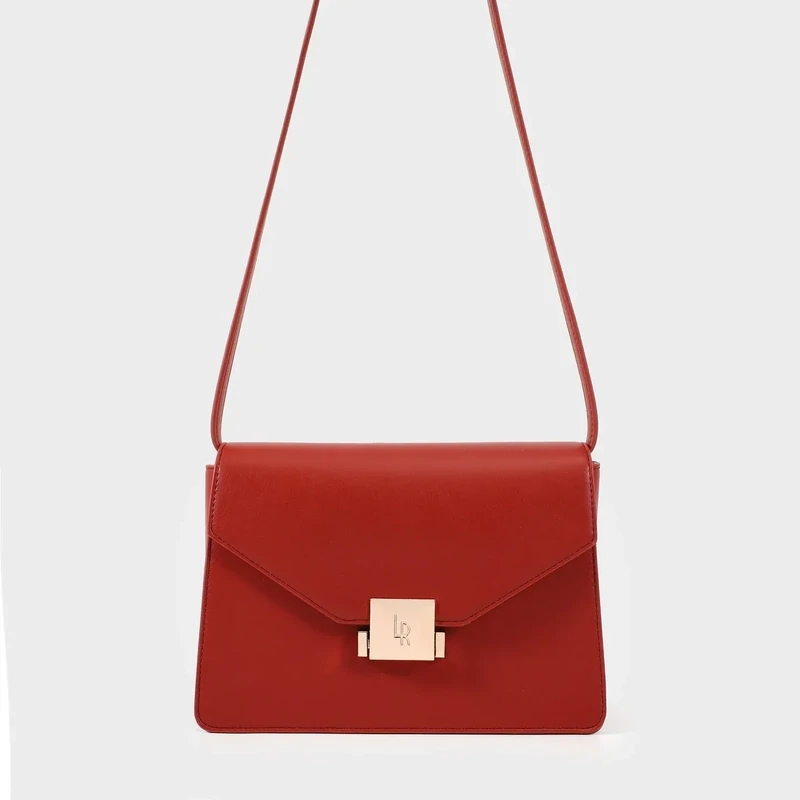 Borsa a spalla AURA in similpelle Mattone - Label Rose