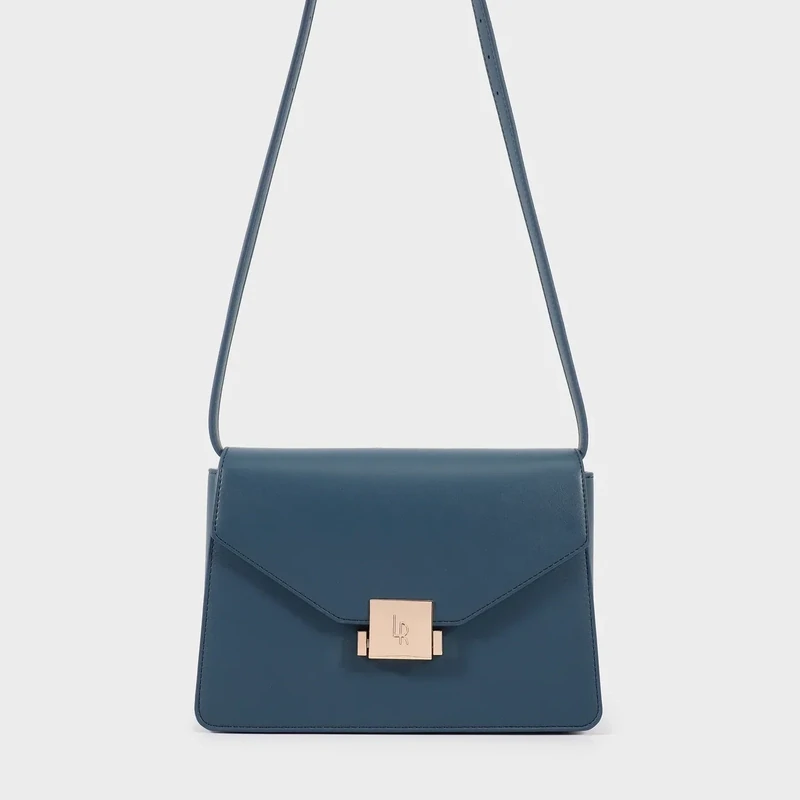 Borsa a spalla AURA in similpelle Petrolio - Label Rose