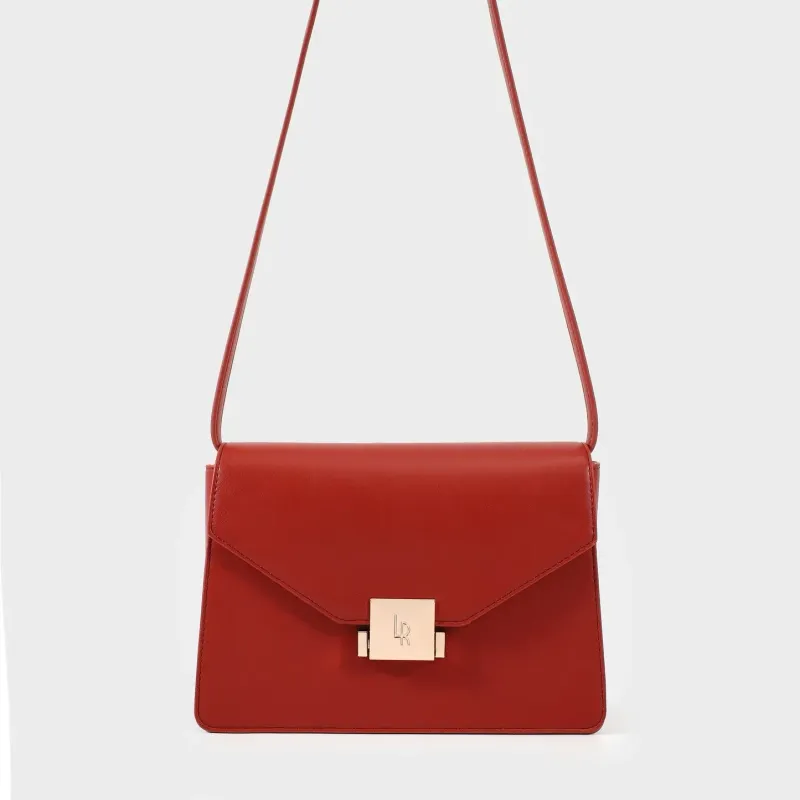 Borsa a spalla AURA in similpelle Mattone - Label Rose