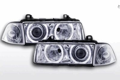 Xenon Scheinwerfer Set Angel Eyes Optik BMW 3er Coupe Typ E36 Baujahr 92-98 chrom