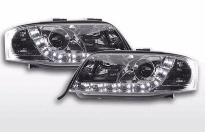 Scheinwerfer Set Daylight LED TFL-Optik Audi A6 Typ 4B 01-04 chrom