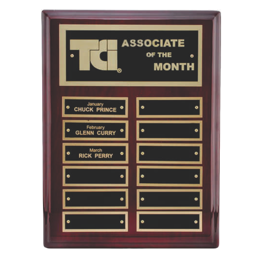 12 Plate Rosewood Perpetual Plaque