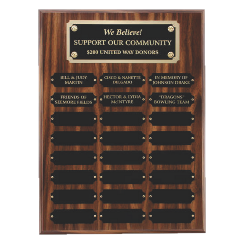 24 Plate Walnut Finish Perpetual Plaque