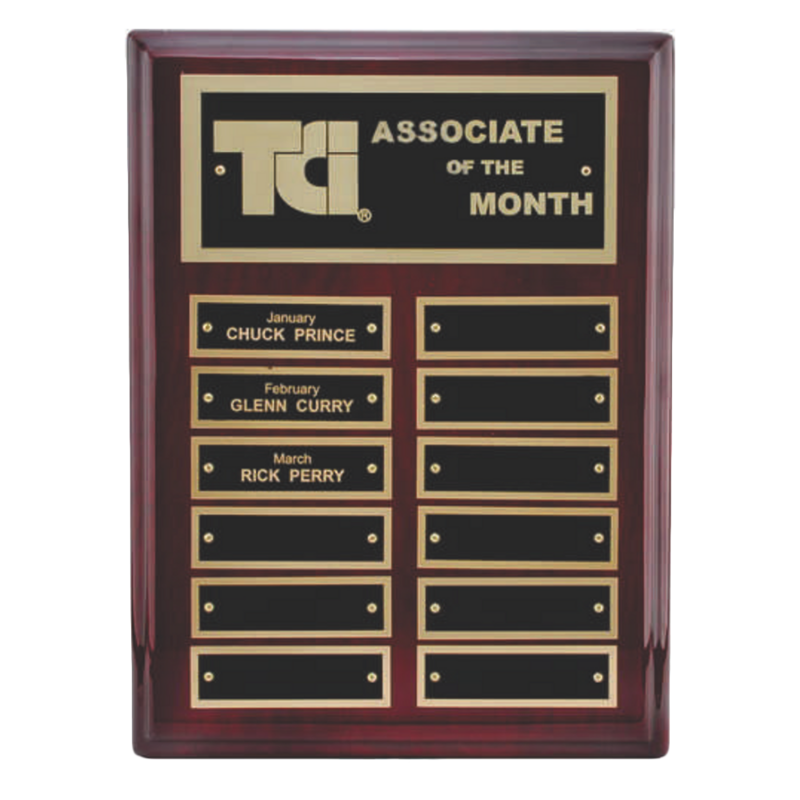 12 Plate Rosewood Perpetual Plaque