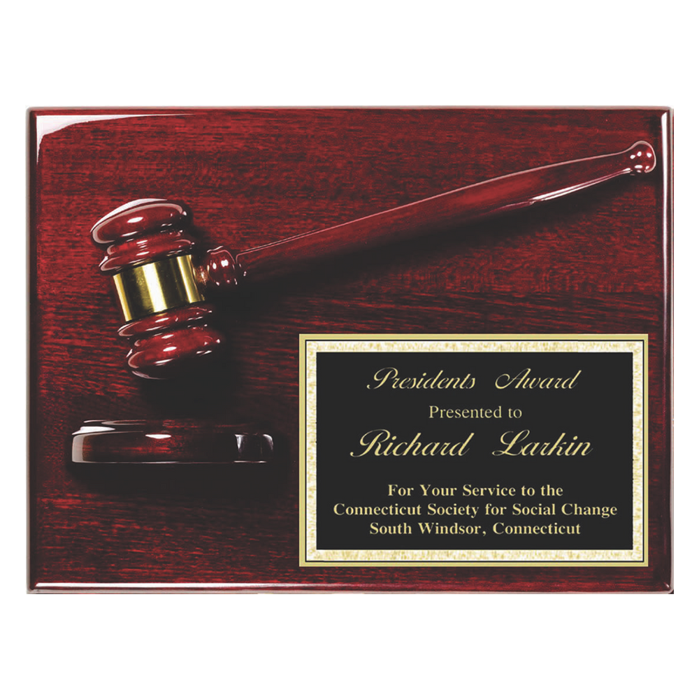 9" X 12" Rosewood Gavel Plaque