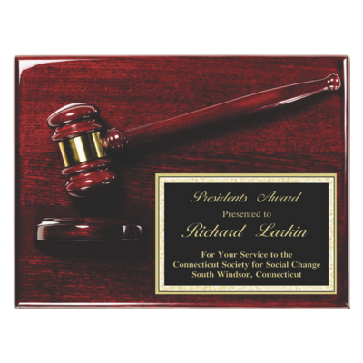 9 9" X 12" Rosewood Gavel Plaque