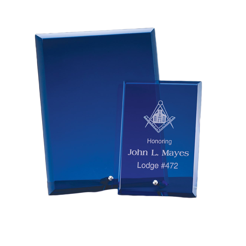 Standing Glass Plaque Blue