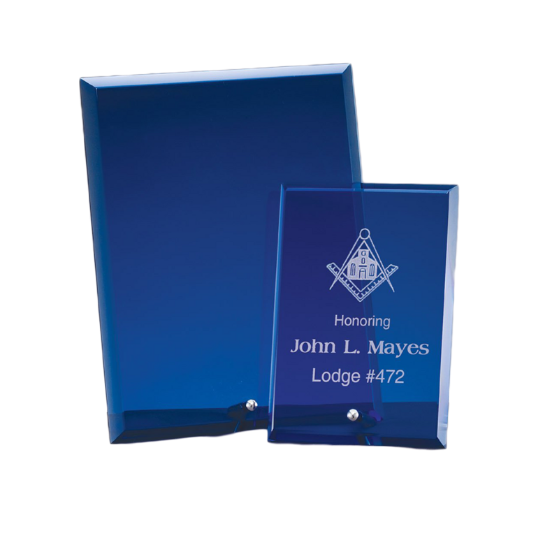 Standing Glass Plaque Blue