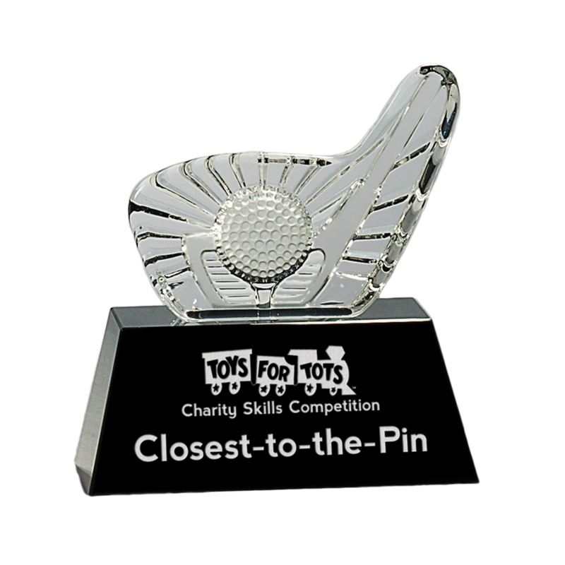 Crystal Golf Award on Black Base