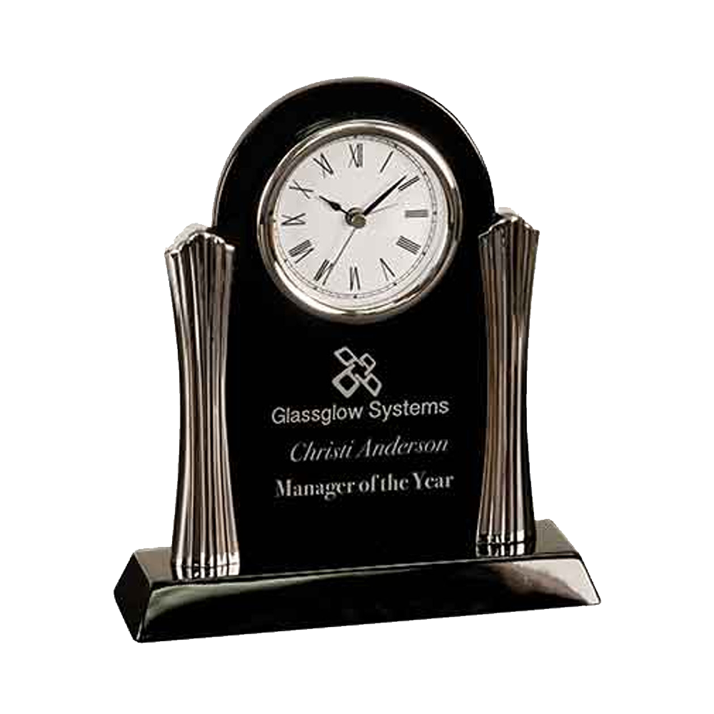 Desk Clock With Silver Columns