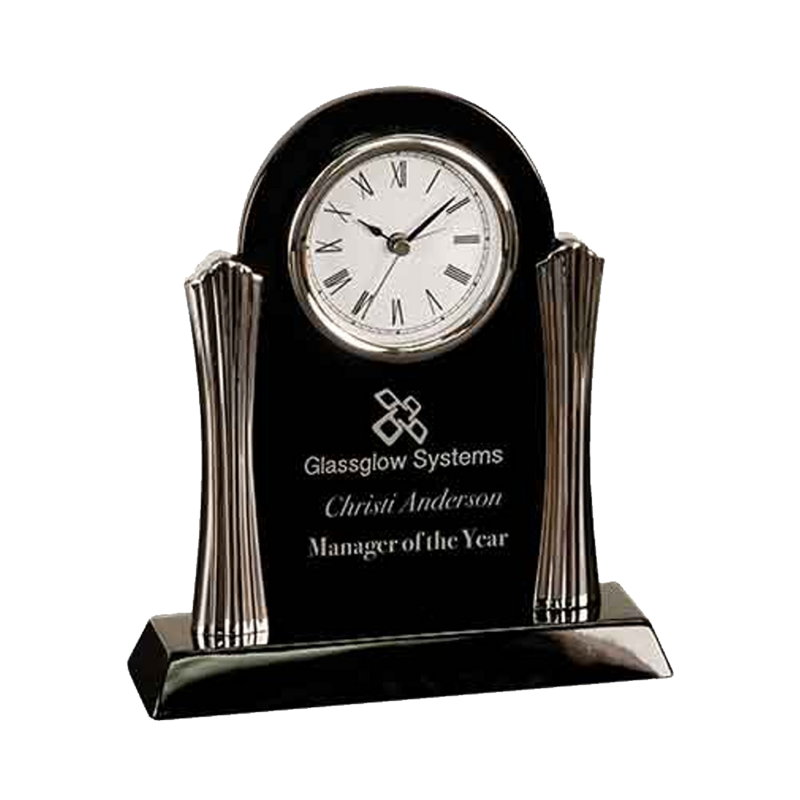 Desk Clock With Silver Columns