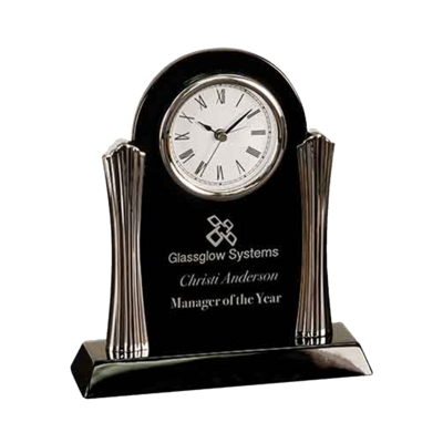 Desk Clock With Silver Columns