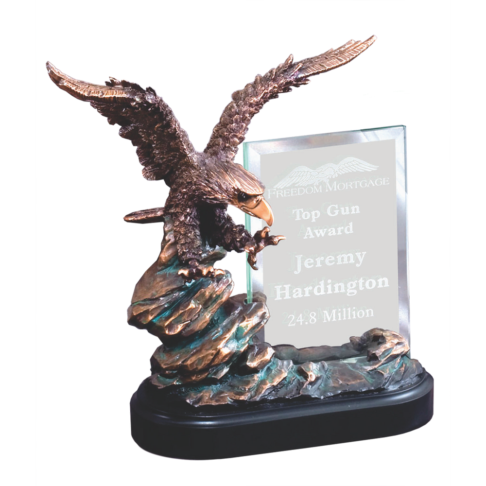 Eagle on Rock With Glass
