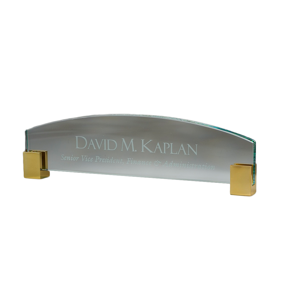 Jade Name Plate With Brass Corners