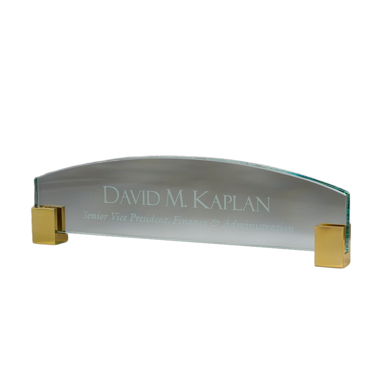 Jade Name Plate With Brass Corners