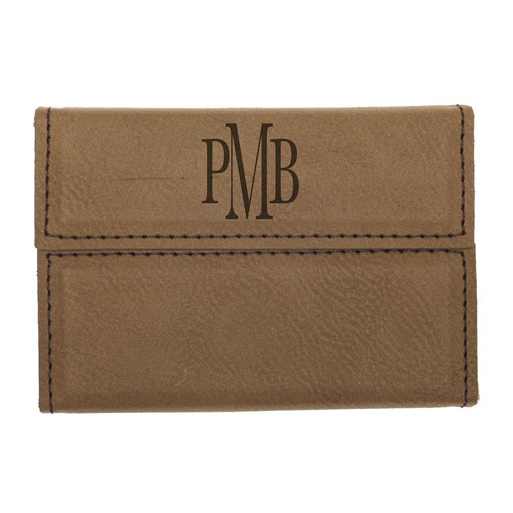 Leatherette Hard Business Card Holder (Dark Brown)