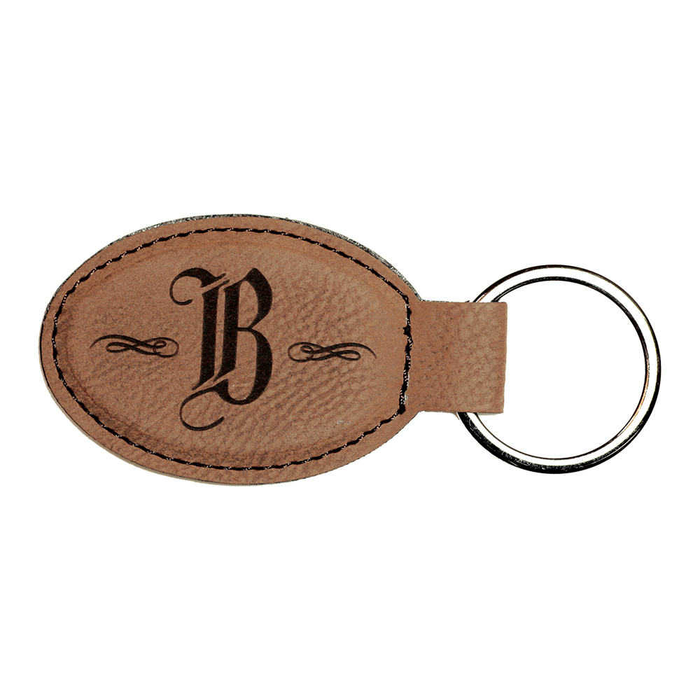 Oval Leatherette Keychain (Dark Brown)