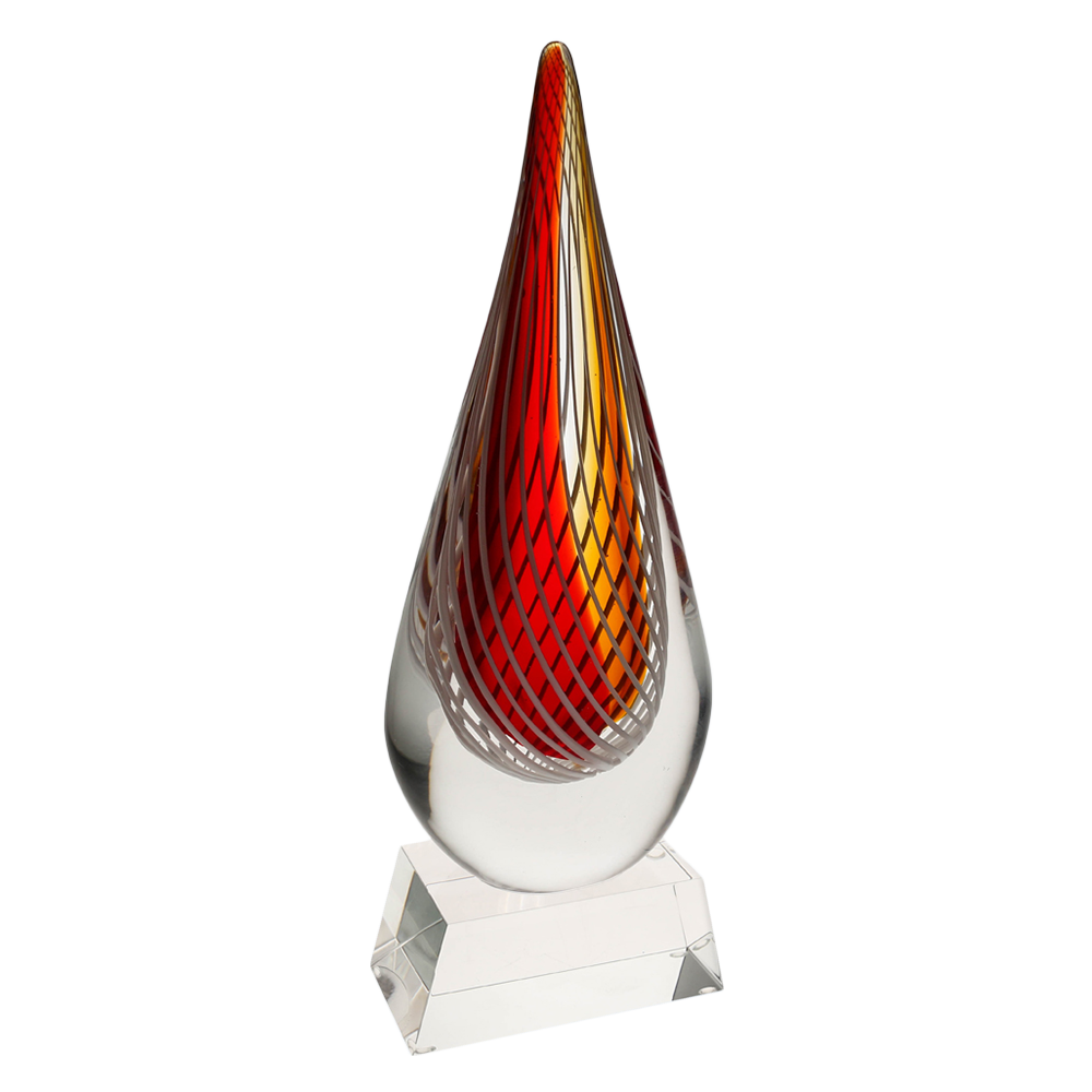 Red Swirl Art Glass (Clear Base)