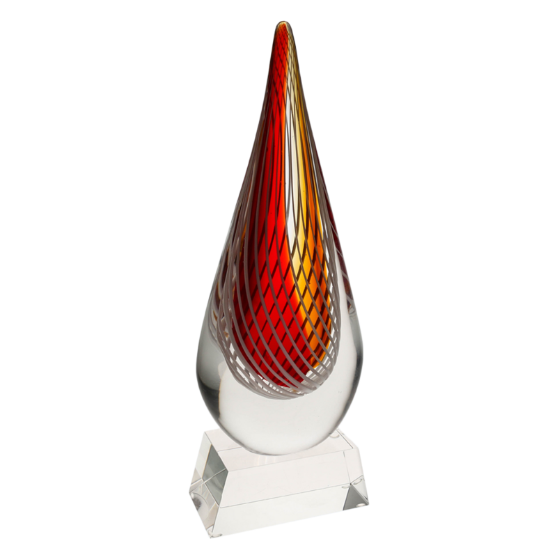 Red Swirl Art Glass (Clear Base)