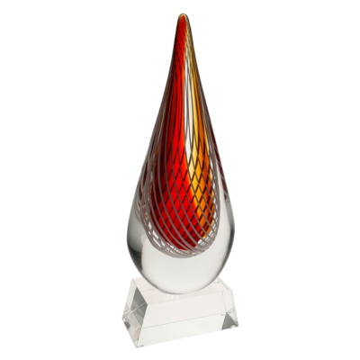 Red Swirl Art Glass (Clear Base) Red Swirl Art Glass (Clear Base)