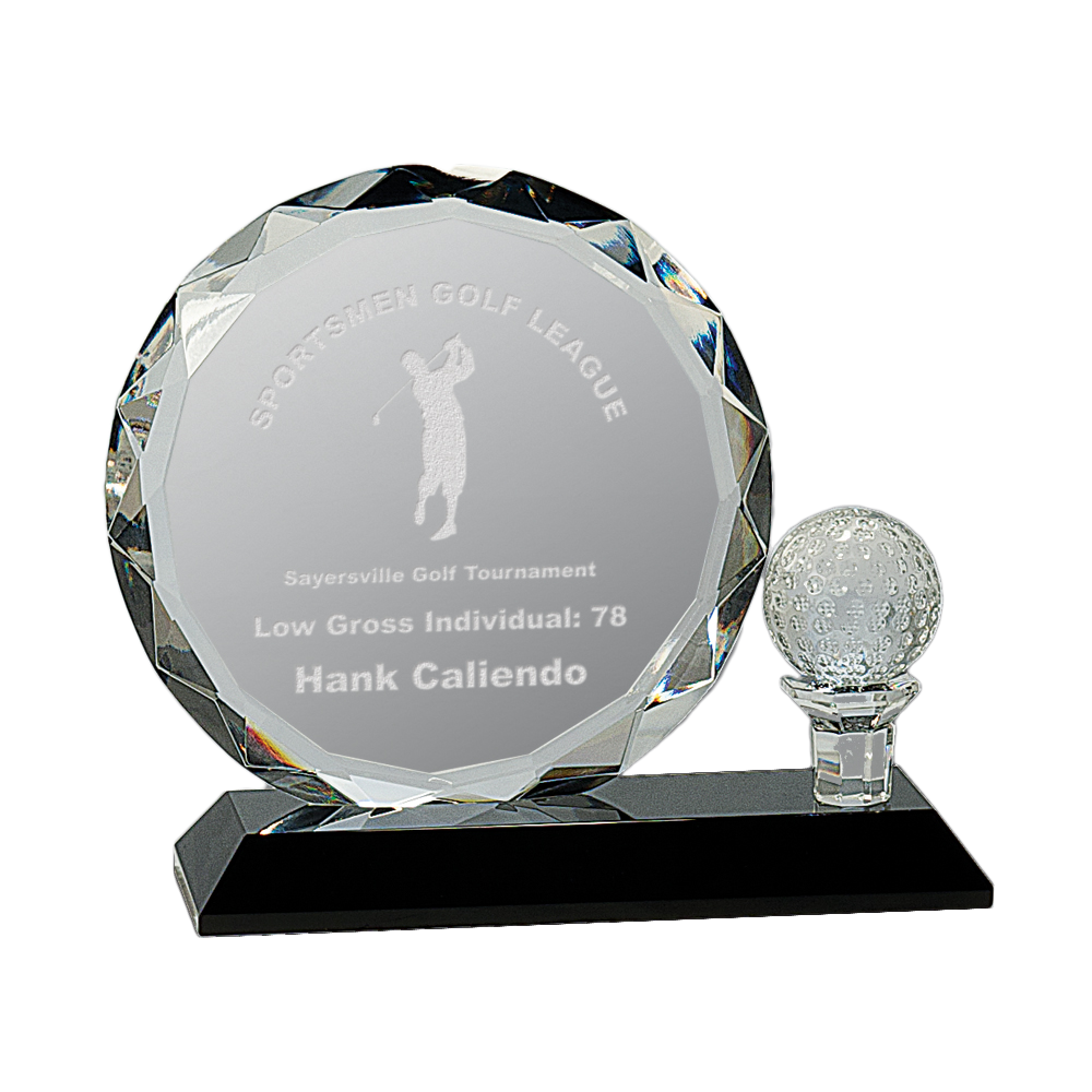 Round Facet Crystal Golf Award