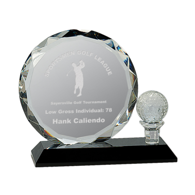 Round Facet Crystal Golf Award Round Facet Crystal Golf Award