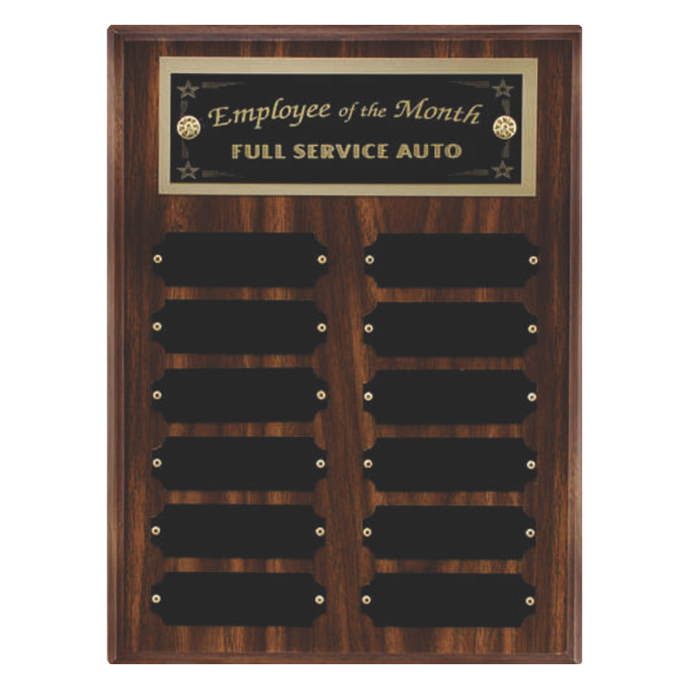 12 Plate Walnut Finish Perpetual Plaque