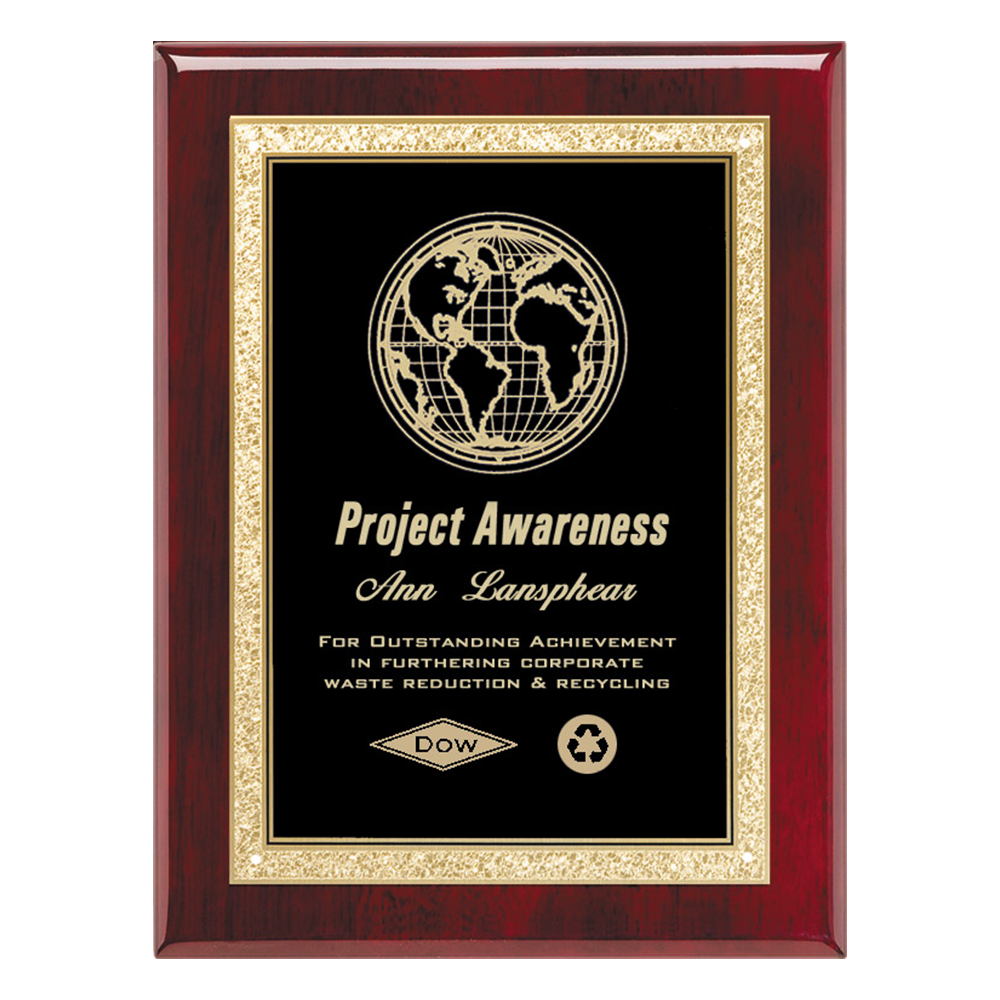 Rosewood Piano Finish Plaque With Brass Plate (Black)