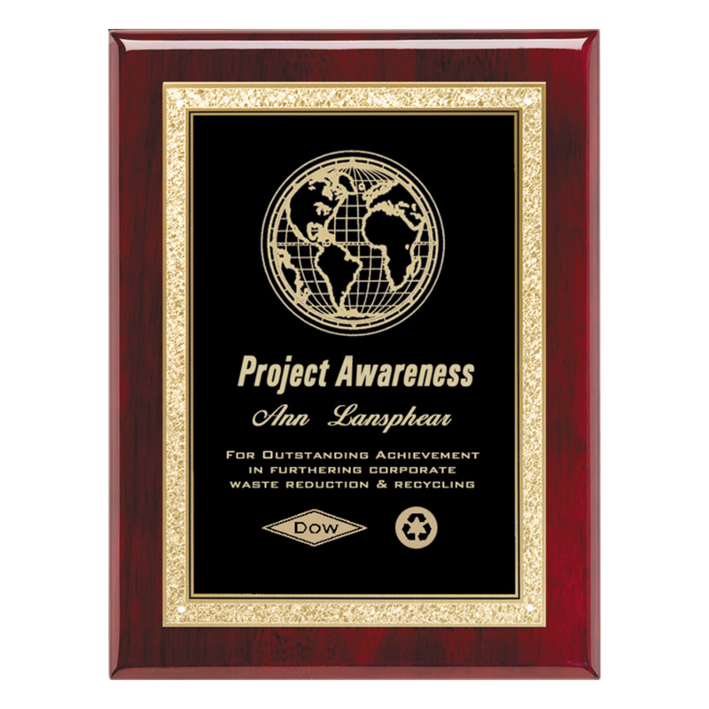 Rosewood Piano Finish Plaque With Brass Plate (Black)