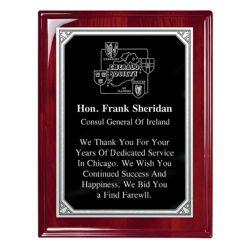 Rosewood Plaque With Silver Florentine Border