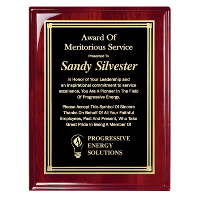 Rosewood Plaque With Gold Florentine Border Rosewood Plaque With Gold Florentine Border