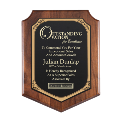 Rounded Edge Walnut Shield Plaque Rounded Edge Walnut Shield Plaque