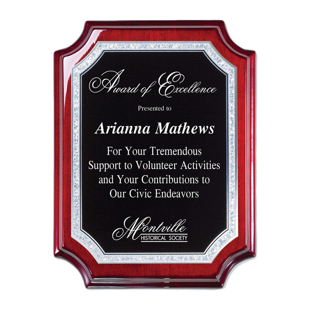 Scalloped Rosewood Plaque - Silver