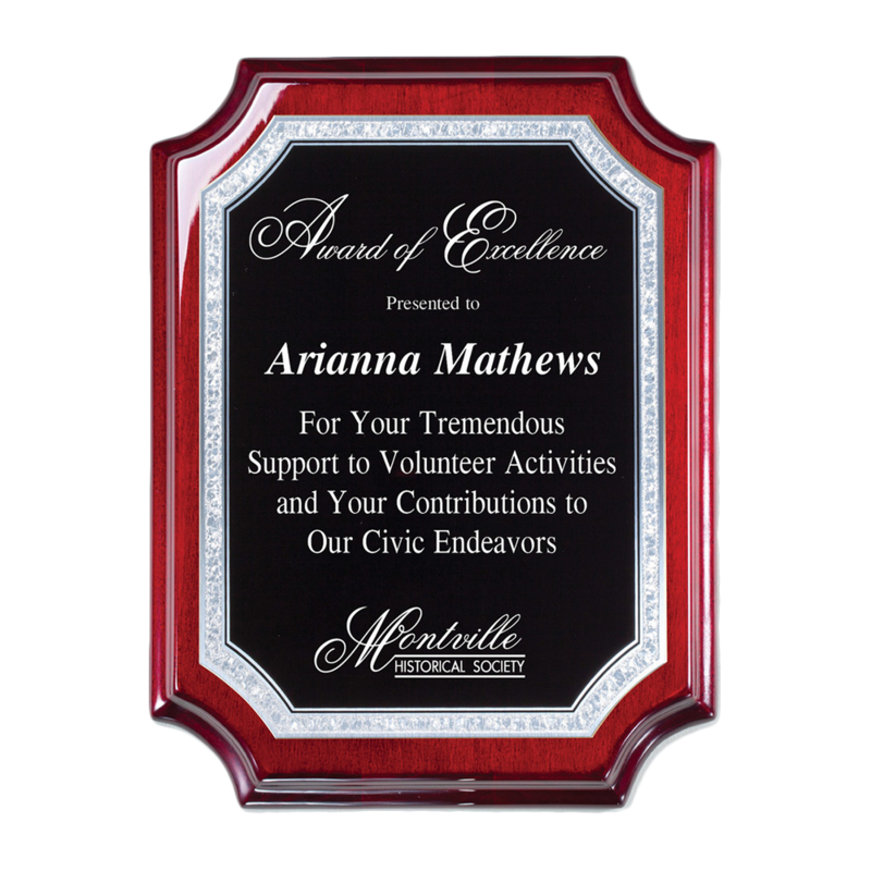 Scalloped Rosewood Plaque - Silver