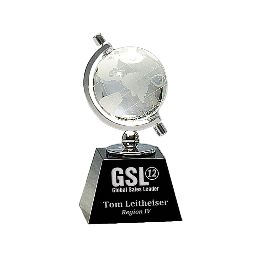 Spinning Crystal Globe on Black Base