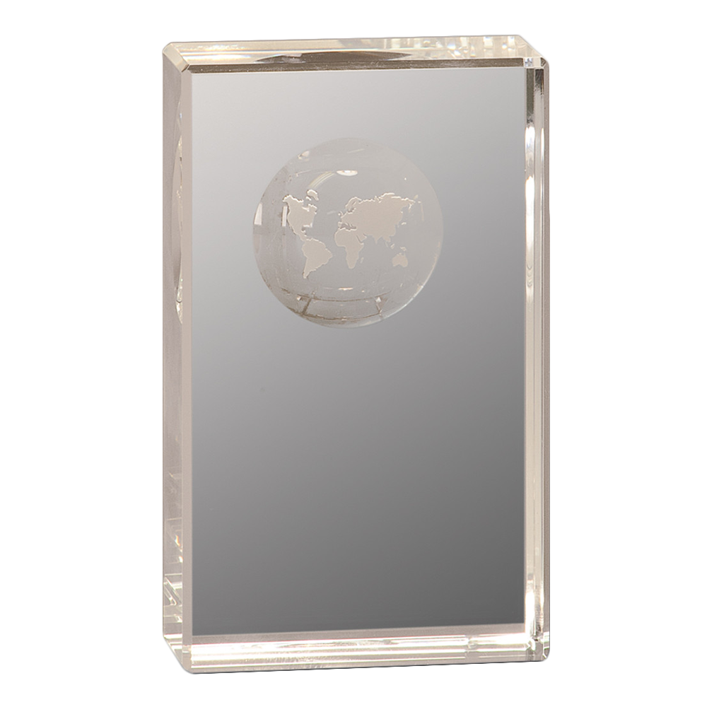 Crystal Rectangle Etched Globe Award