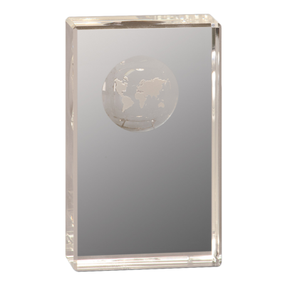 Crystal Rectangle Etched Globe Award Crystal Rectangle Etched Globe Award