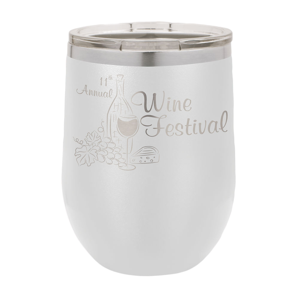 12 Oz. Wine Tumbler (White)