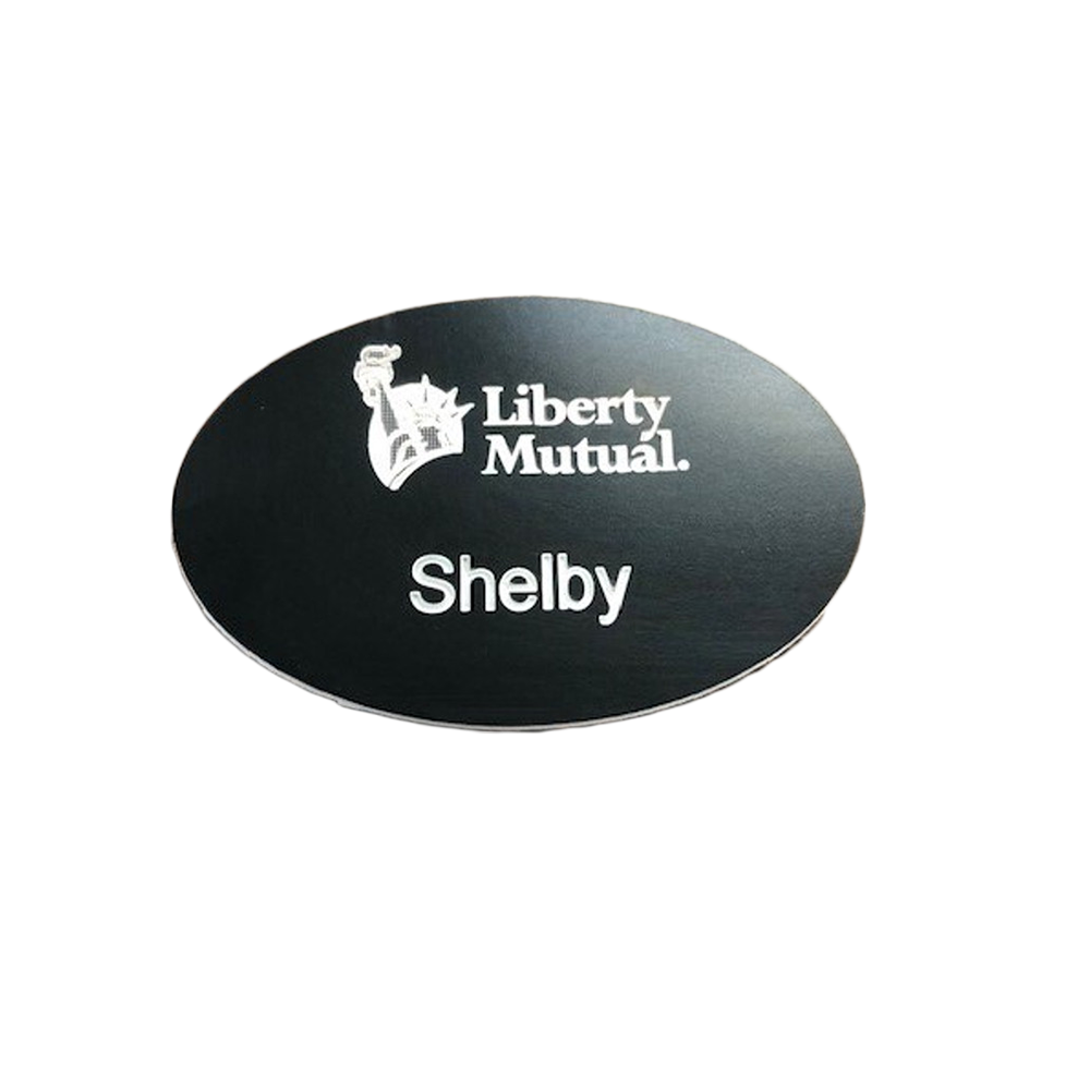 3" x 2" Plastic Oval Name Badge (Laser Engraved)