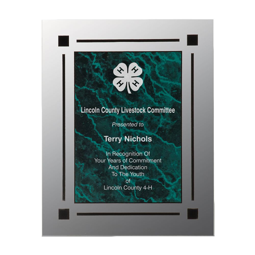 Clear Edge Acrylic Plaque (Green Marble)