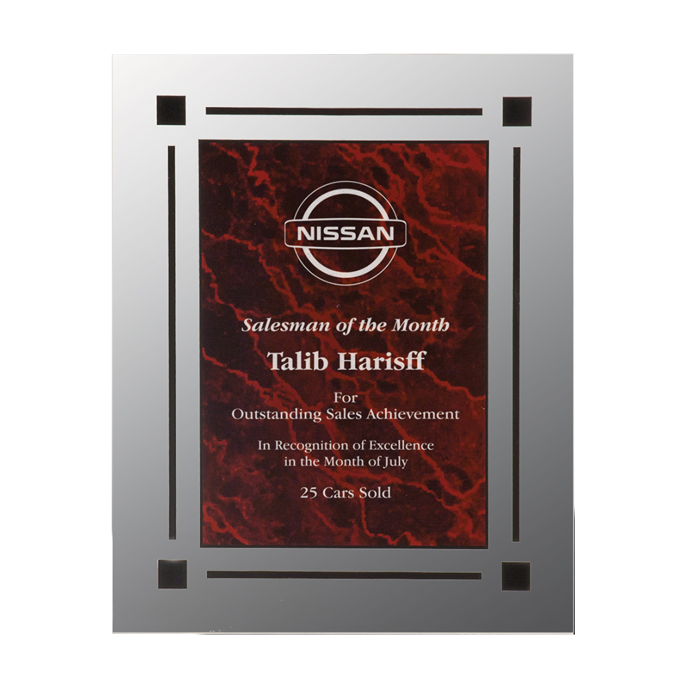 Clear Edge Acrylic Plaque (Red Marble)