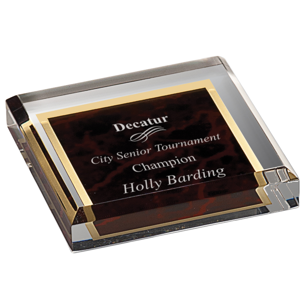 Designed Acrylic Paperweight (Red Marble)